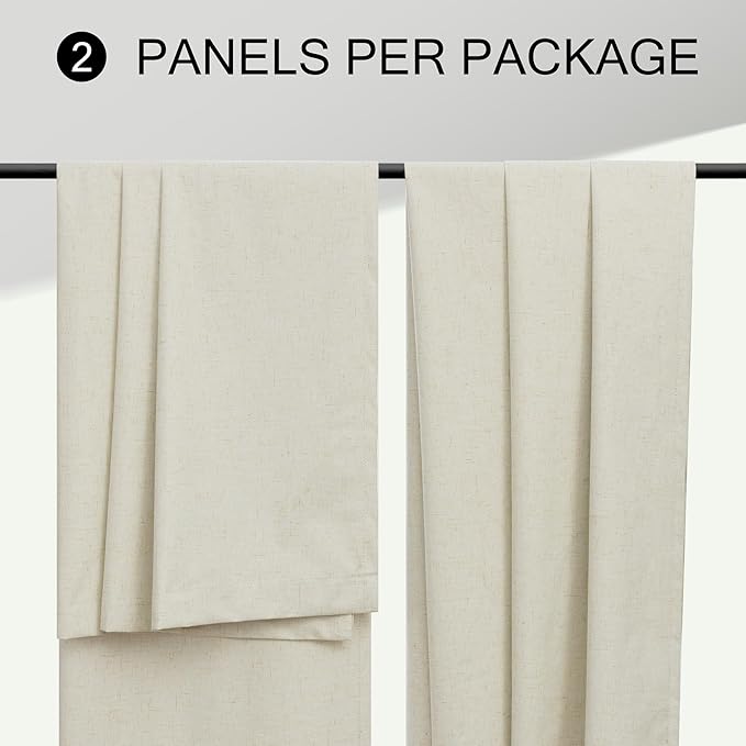 DANCURTON Flax Linen Curtains for Living Room 2 Panels Set 104 Inches Long Heavy Thick Burlap Look Decorative Blackout Curtain 104 inch Length Sound Drapes Noise Reducing Back Tab Rod Pocket W52 Beige