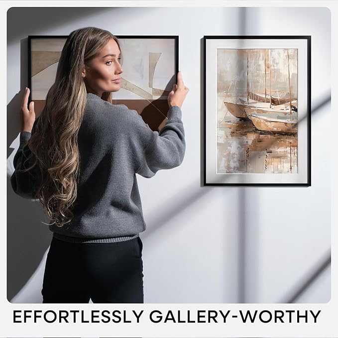 Homeforia A1 Poster Frame Black, High End Metal 23.4 x 33.1 inch Large Picture Frames with Mat 16.5 by 23.4 for Photo, A1 Size Frames Matted to A2 Print, 23.4x33.1 Thin Frame, Tempered Glass, Set of 1