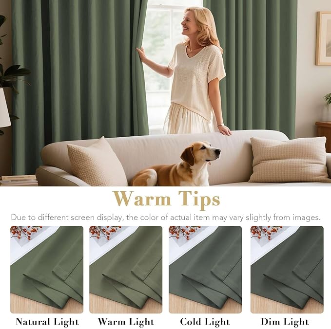 H.VERSAILTEX Ultra Soft Microfiber Thermal Insulated Antique Copper Grommet Blackout Curtains/Window Treatment Draperies 52 by 72 - Inch for Living Room/Bedroom,Set of 2 - Bronze Green