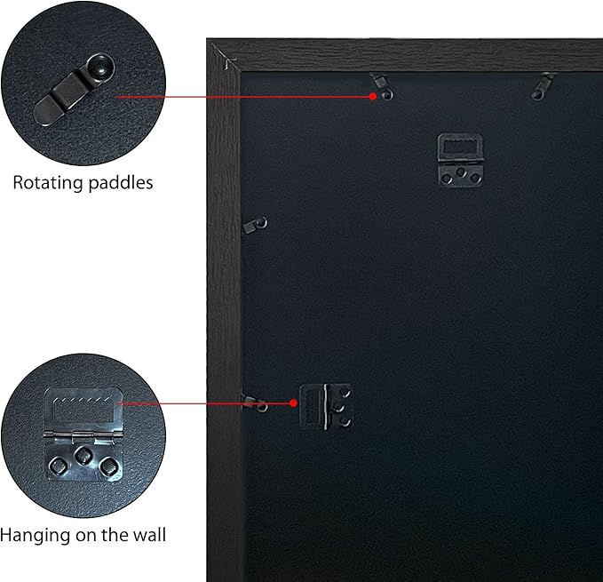 VCK 24x36 Solid Wood Poster Frames Black 3 Pack Picture Frame with Wall Mounting Hanging