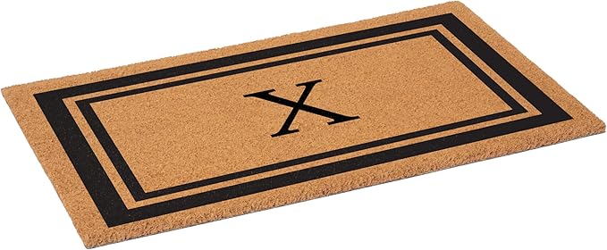 Calloway Mills 152962436X Black Border 24" x 36" Monogram Doormat, (Letter X)