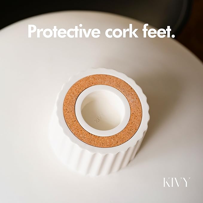 KIVY Concrete Fruit Bowl for Kitchen Counter - Large Decorative Pedestal Bowl for Home Decor - Modern Key Bowl for Entryway Table - White