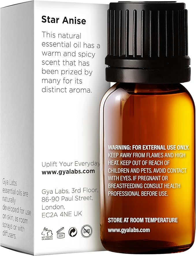 Gya Labs Star Anise Essential Oil for Skin - 0.34 Fl Oz - 100% Pure Natural Star Anise Oil for Diffuser, Hair, DIY & Aromatherapy & Candle Making Scent