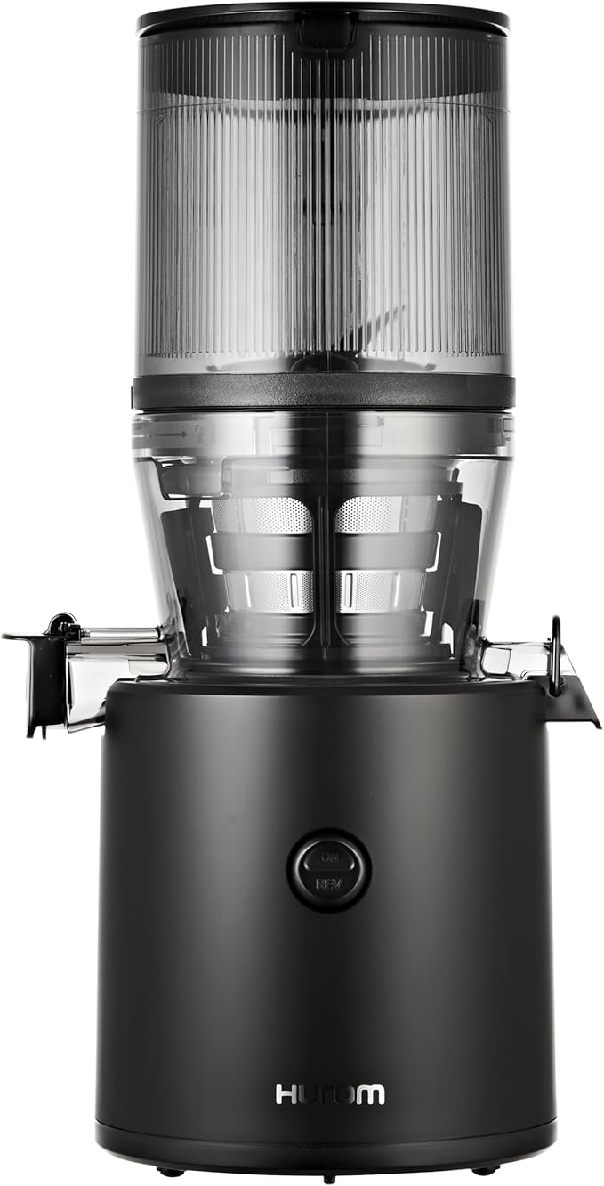 Hurom H320 Cold Press Juicer Machine, Easy to Clean Masticating Slow Juicer, Coarse Strainers, Self-Feeding, Hands Free, Family Size, Quiet Motor, Easy Assembly (Black)
