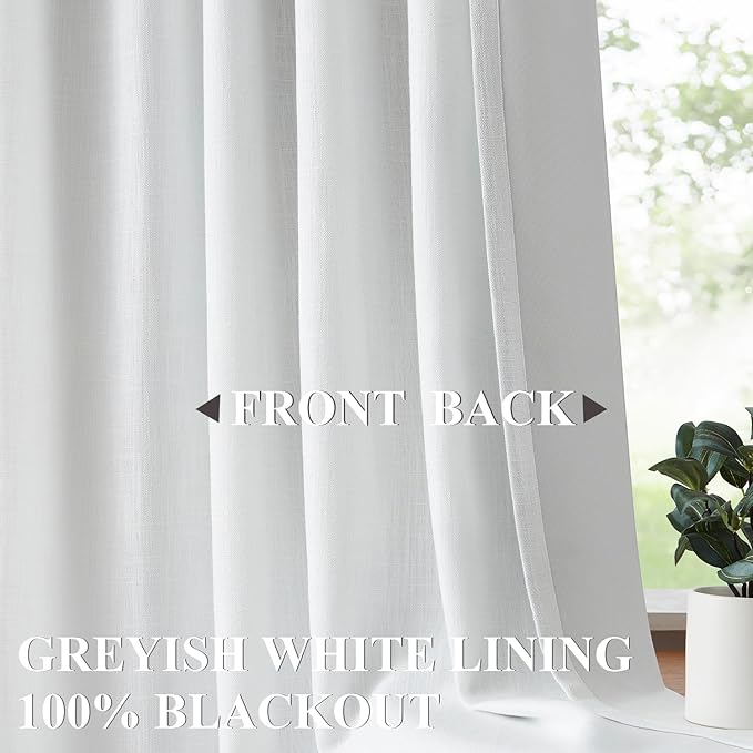 Vision Home White Pinch Pleated Full Blackout Curtains Thermal Insulated Window Curtains 120 inch for Living Room Bedroom Room Darkening Pinch Pleat Drapes with Hooks Back Tab 10 FT 60" Wx120 Lx1