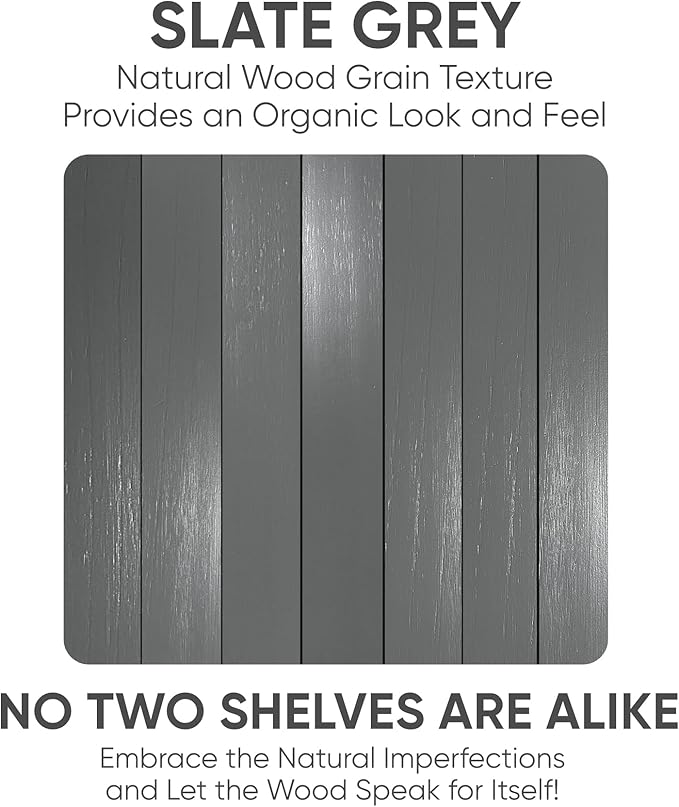 Homeforia Gray Floating Shelves for Wall, Premium Solid Wood Grey Shelf, Grey Bathroom Shelves, Heavy Duty Bracket, 30 x 6.5 x 1.75 inch, Set of 2