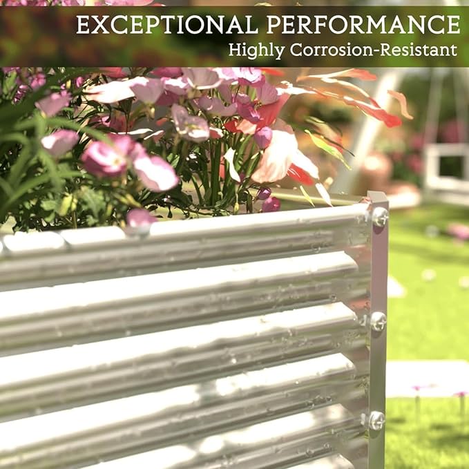 2 Pack 8x4FT Tall Galvanized Raised Garden Bed Outdoor,Metal Garden Bed for Vegetables,Steel Raised Beds for Gardening,Above Ground Garden Box for Flower-Y2G