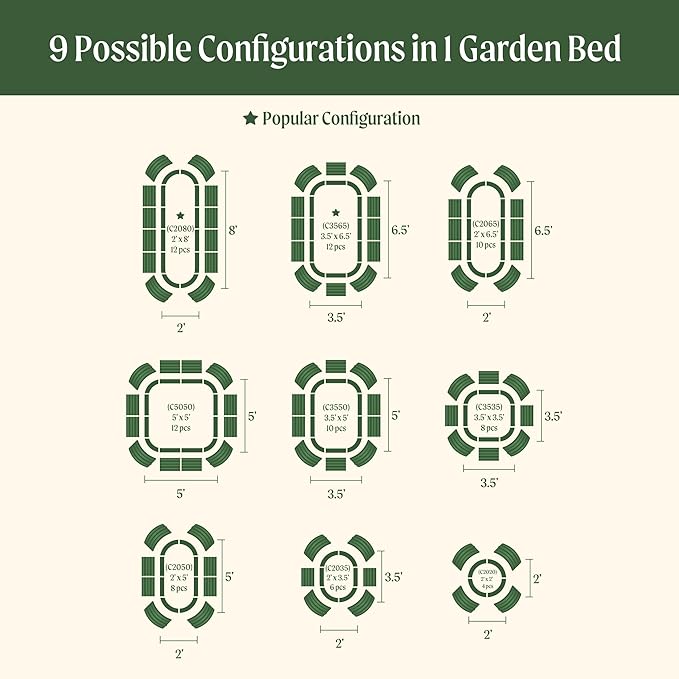 Vego garden 32" Extra Tall Raised Garden Bed Kits, 9 in 1 Modular Raised Planter Box for Vegetables Flowers Fruits Oval Metal Raised Garden Bed- Olive Green