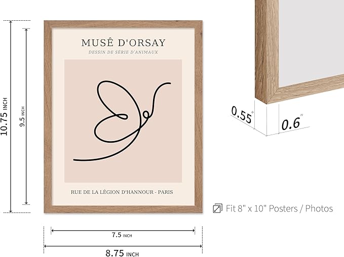 Poster Master Vintage Poster - Retro One Line Butterfly Drawing Print - Butterfly Line Art - Minimal Gift for Him, Her, Animal Lover - Abstract Decor for Home, Office, 8x10 Beige Framed