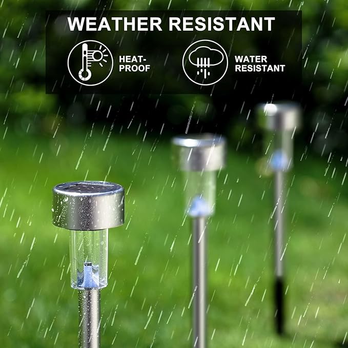 Solar Lights Outdoor Waterproof, Stainless Steel LED Landscape Lighting, Solar Garden Lights Solar Powered, Outdoor Solar Lights for Yard, Pathway, Walkway, Patio , Lawn - 16 Pack ( Multicolor )