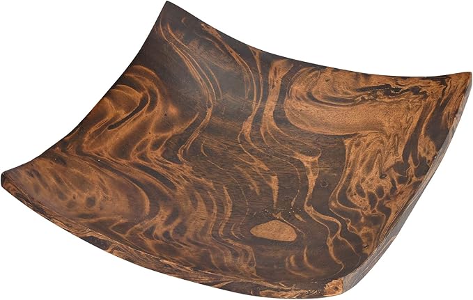 AeraVida Square-Shaped Mango Tree Wood with Dark Stain Serving Dish or Fruit Bowl | Wood Decor Bowl