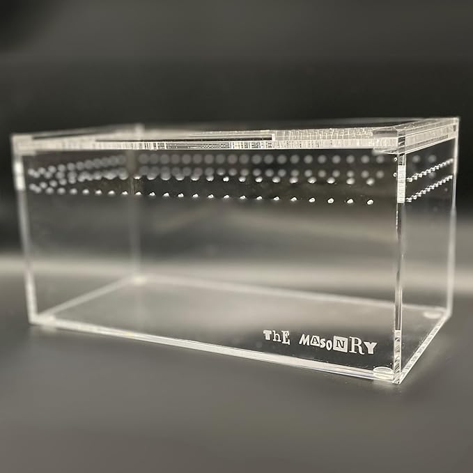 THE MASONRY | Acrylic Terrarium for Isopod Enclosure | 8"x4"x4" | Sling Tarantula Enclosure and Bug Tank | Small Spider Habitat | Terrarium Pre-Assembled with Magnetic Lock