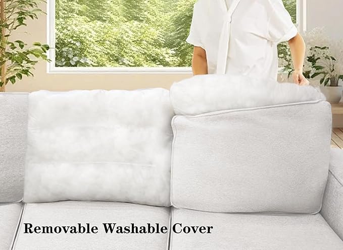 L Lengend Vansen Modular Sectional Sofa U Shaped Couch with Ottoman Modern Reversible Corner Sectional Couch for Living Room (Cream, U Shaped Sofa-2)
