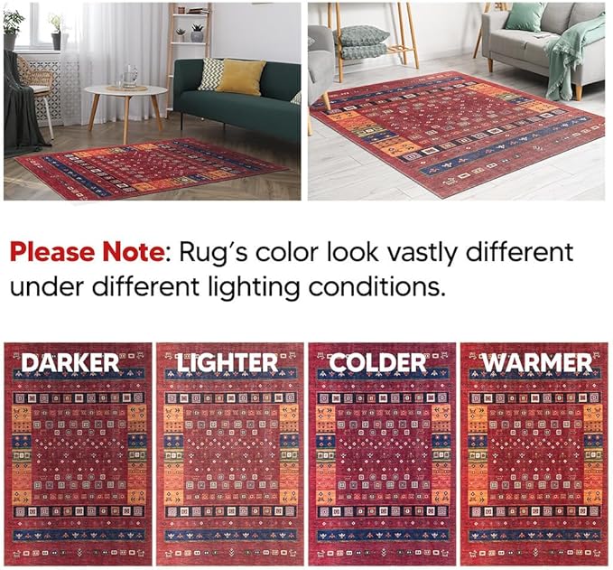 Keen Home Design 2x3 Rug - Machine Washable Entry Rug with Non-Slip Backing, Ideal for Enteryway, Kitchen, Bathroom, Laundry Room - Vintage, Easy Clean, Durable, Low Pile Rug - (2' x 3')
