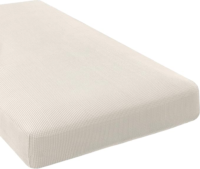H.VERSAILTEX Super Stretch Individual Chaise Cover Sectional Couch Covers for L Shaped Sofa Both Left/Right Featuring Thick Jacquard Textured Twill Fabric (1 Piece Chaise Cover Large, Porcelain)