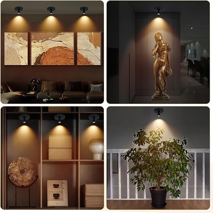 Cordless Spotlight Battery Powered, Indoor Plant Spot Light, Rechargeable Picture Lights with Remote, LED Accent Lighting, Dimmable Display Uplight for Tree Dartboard Decor Painting Art Photo