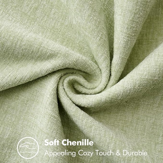 MIULEE Pack of 2 Couch Throw Pillow Covers 20x20 Inch Light Green Farmhouse Decorative Pillow Covers with Stitched Edge Soft Chenille Solid Dyed Spring Pillow Covers for Sofa Bed Living Room