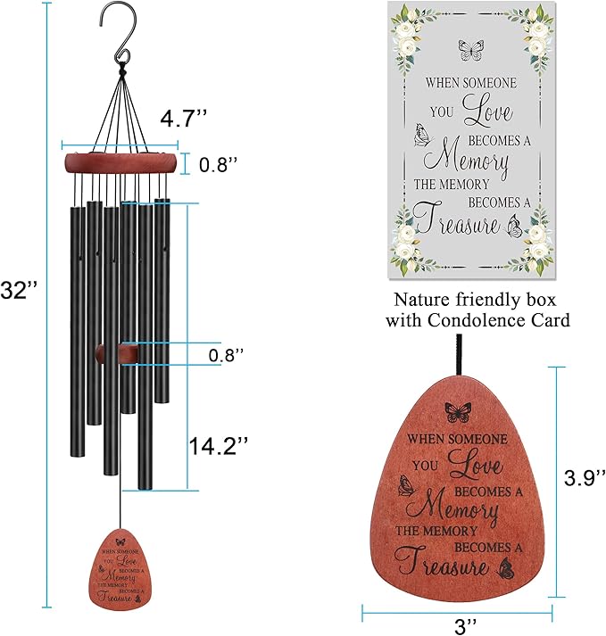 Memgift Wind Chimes for Outside Memorial Wind Chimes for Loss of Loved One Remembrance Sympathy Gifts for Loss of Loved One Outside Keepsake When Someone You Love