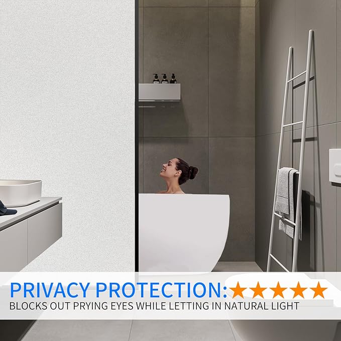Window Privacy Film with Installation Tools, Static Cling, Anti UV, Heat Control, Ideal for Home Shower Office Glass Door (White Frosted, 17.5X78.7Inch)