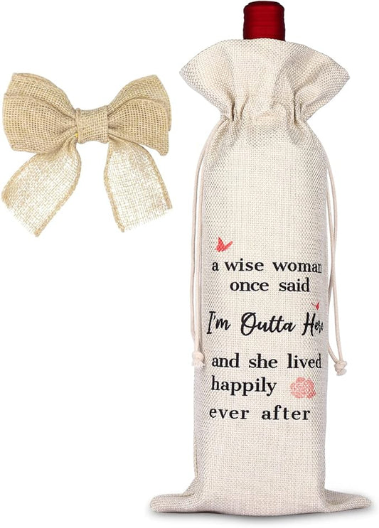 OXYEFEI Wine Gift Bag, Personalized Custom Bag with Text, Retirement Gifts for Women 2022, Coworker Leaving Gift, Goodbye Farewell Gifts
