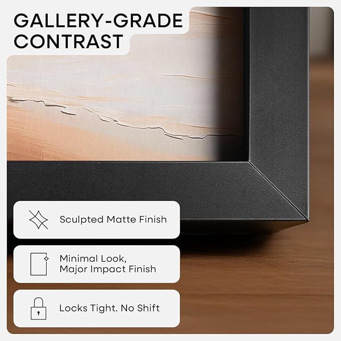 Homeforia 8x8 Black Picture Frame, High End Metal 8 x 8 Square Photo Frames with Mat 6 by 6, 8x8 Poster Frame Matted to 6x6 inch Print, 8by8 Wall or Tabletop Frames, Tempered Glass, Wall Kit, Set of 1