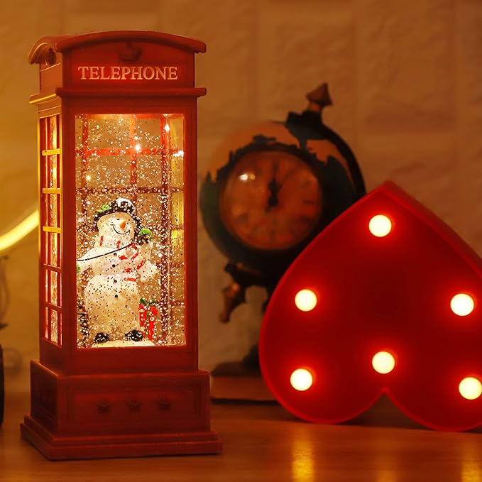 House & Garden Decoration,Christmas Lantern with 8 Pieces of Music,Sparkling Crystal Keep Circling Around The Snowman Families Music Box as a (Snowman)