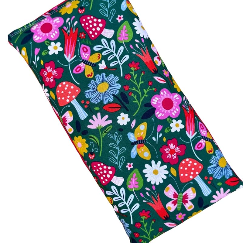 Large Microwave Heating Pad with Flax Seed, Scented or Unscented, Good For Back Pain or Cramps, Moist Heat Therapy or Ice Pack, Microwavable Bean Bag, 6" x 12" (Mushroom, Lavender & Chamomile)
