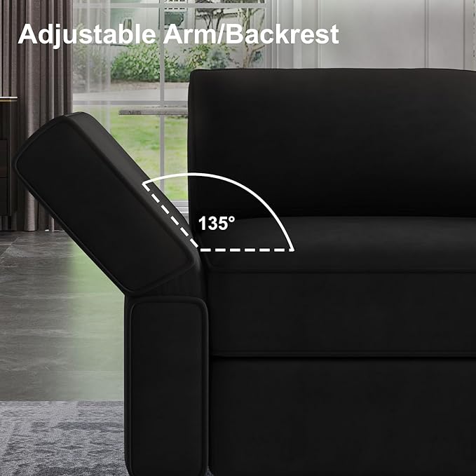 Belffin Modular Sectional Sofa with Reversible Chaises Velvet U Shaped Sectional Couch with Storage Seat Black