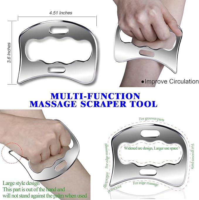 BYYDDIY 3 in 1 Gua Sha Muscle Scraper Tool Set,Scraping Massage Tools Kit & IASTM Tool for Physical Therapy,Muscle Scraper Kit for Massage Scraper Tool, for Relieve Muscle Pain and Tension(C1B1D)