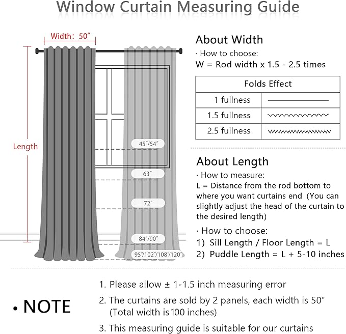 MYSKY HOME Grey Curtains for Bedroom 63 Inch Length Semi Sheer Kitchen Window Curtain Panels Linen Look Texture Light Filtering Privacy Drapes, Farmhouse Home Decor, 50" x 63", Dove Grey, 2 Pieces