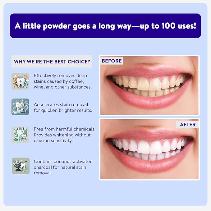 Active Wow Activated Coconut Powder – Whitening Toothpaste Powder, Fluoride-Free, Sulfate & Paraben-Free, Vanilla Flavor