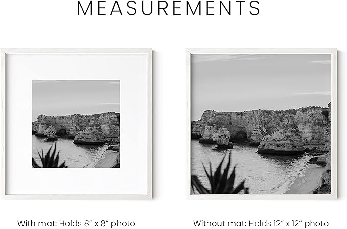 HAUS AND HUES Square Picture Frames 12 x 12 Set of 25 - Photo Gallery Wall Frame Set, Wood Frames With Mat, White Oak