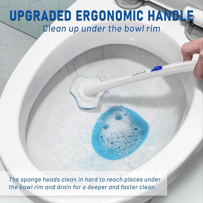 KOKL Disposable Toilet Brush, Toilte Wand Kit, Toilet Brushes and Holders with 40 Refills, Toilet Bowl Brush, Toilet Bowl Cleaning Wands, Toilet Cleaning System for Bathroom Maintenance(2-Set)
