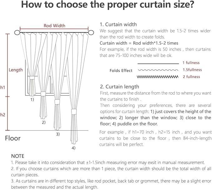 Joydeco Custom Linen Curtains for Living Room, Semi-Sheer Curtain 1 Panel Light Filtering Rod Pocket Back Tab (Linen, Custom Size)