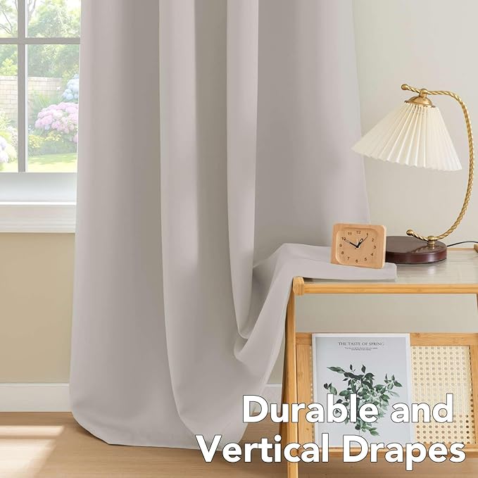 H.VERSAILTEX Premium Blackout Thermal Insulated Room Darkening Curtains for Bedroom/Living Room - Classic Grommet Top (2 Panels, Stone, 52 Inch by 72 Inch)