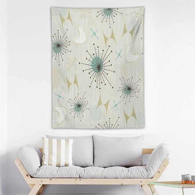 ICMOLYYENLO Boho Medieval Cat Tapestry, Abstract Atomic Starburst Geometric Aesthetic Art Wall Hanging For Bedroom Living Room Dormitory 50x60 Inches