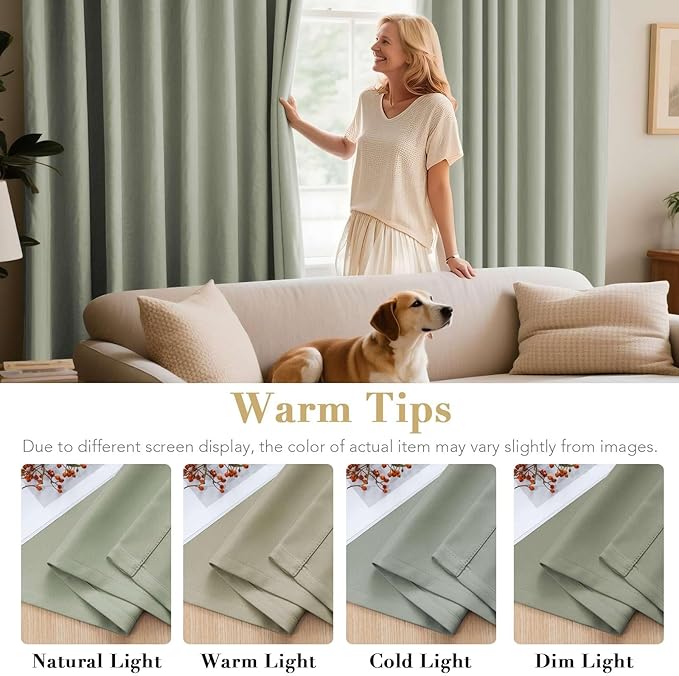 H.VERSAILTEX Premium Blackout Thermal Insulated Room Darkening Curtains for Bedroom/Living Room - Classic Grommet Top (2 Panels, Light Sage, 52 Inch by 45 Inch)