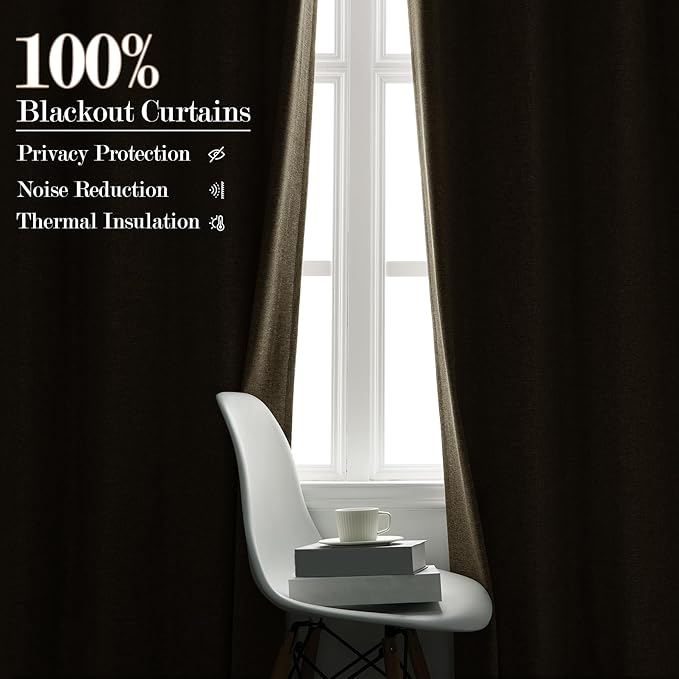 100% Blackout Linen Textured Drapes for Bedroom Pinch Pleated Curtains for Track System Portable Drapery for Sliding Glass Door/Storage/Space Room Divider, 70" Wx96 L, 1 PC, Beige