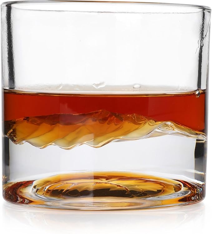 Smoky Mountain Heavy Crystal Whiskey Glasses Gift Set of 2, Thick Freezable Bourbon Glass 1lb Each, Premium Whiskey Gifts for Men, Frozen Crystal Chills Cocktails, 10 oz