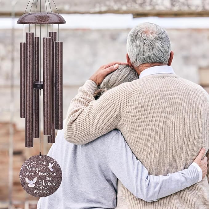 Sympathy Wind Chimes Personalized, Love Doves Wind Chimes for Loss of Loved Dad/Mom, Memorial Gifts Wind Chime for Funeral, in Loving Memory of Husband/Wife, Garden Outdoor Decor (36inch)