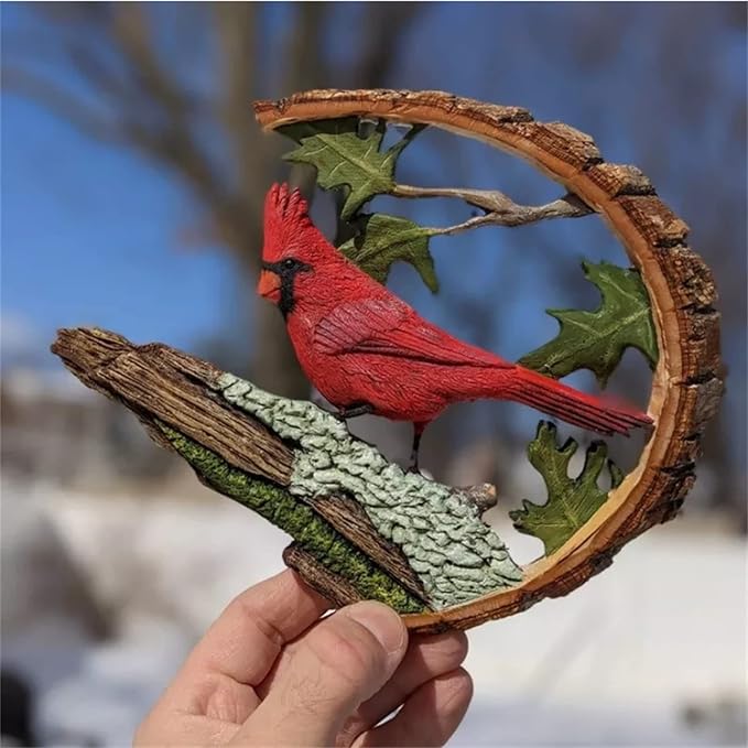 Cardinal Wood Carving - Handmade 'Cardinals Appear When Angels are Near', Unique Original Art Carving Work Statue Decor Small Animal Sculpture Art Wood Miniature