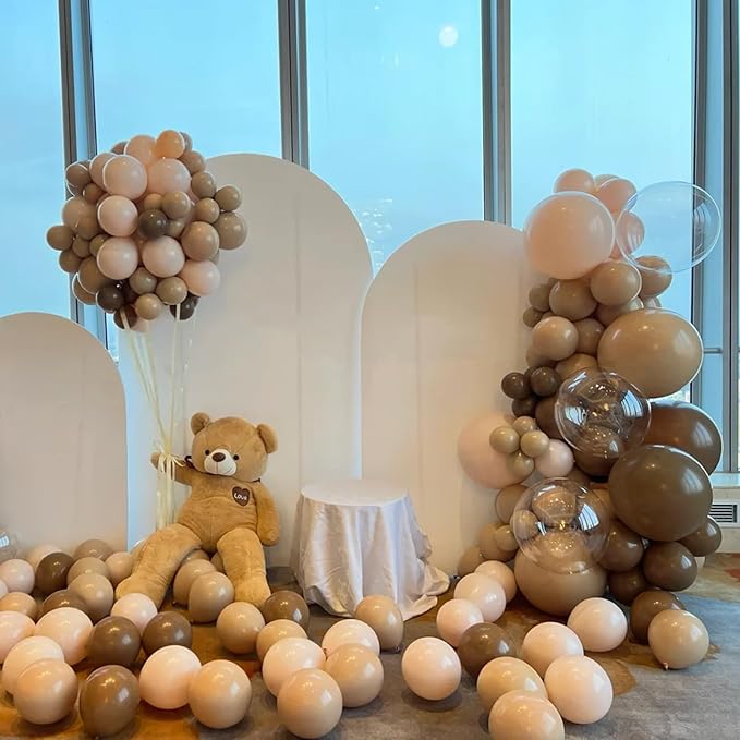 130pcs Tan Balloons Different Sizes 18" 12" 10" 5" Light Brown Latex Balloon Garland Arch Kit for Birthday Baby Shower Graduation Wedding Gender Reveal Anniversary Party Decorations