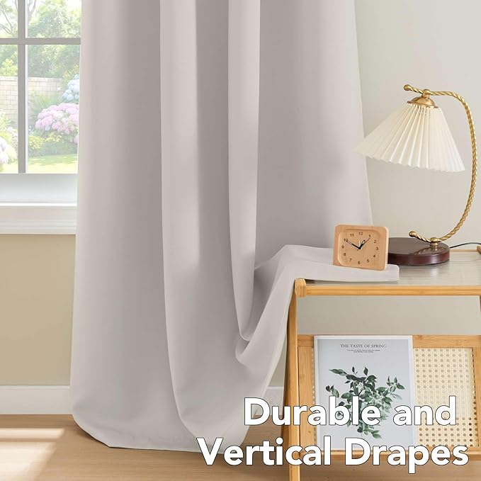 H.VERSAILTEX Solid Grommet Thermal Insulated Blackout Curtain Panels/Drapes,52Wx72L - Inch (Set of 2,Ivory/Cream Pattern)