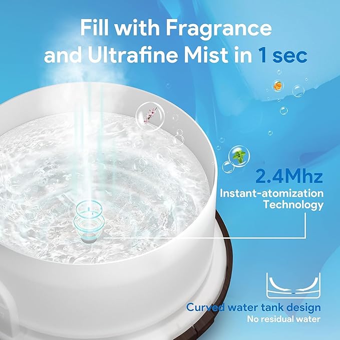 ASAKUKI 500ml Premium, Essential Oil Diffuser with Remote Control, 5 in 1 Ultrasonic Aromatherapy Fragrant Oil Humidifier Vaporizer, Timer and Auto-Off Switch Brown