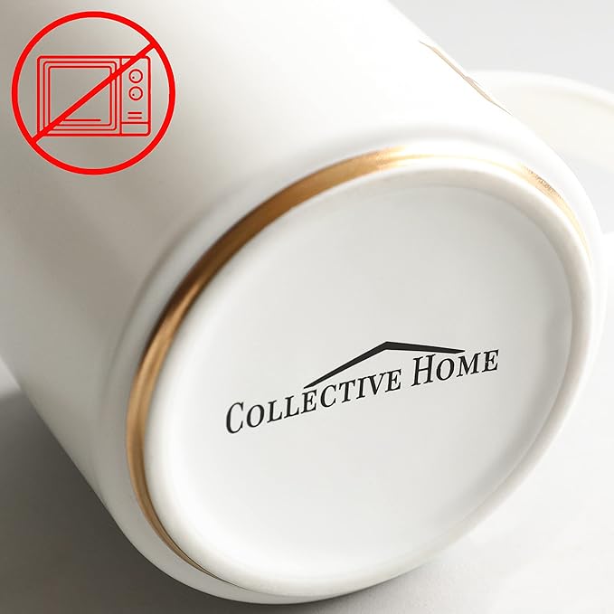 COLLECTIVE HOME - Monogram Ceramic Mugs, 15 oz Golden Initial Coffee Cups, Elegant Alphabet Tea Mugs, Elegant Personalized Mug with Gift Box, Luxurious Cups for Office and Home (d)