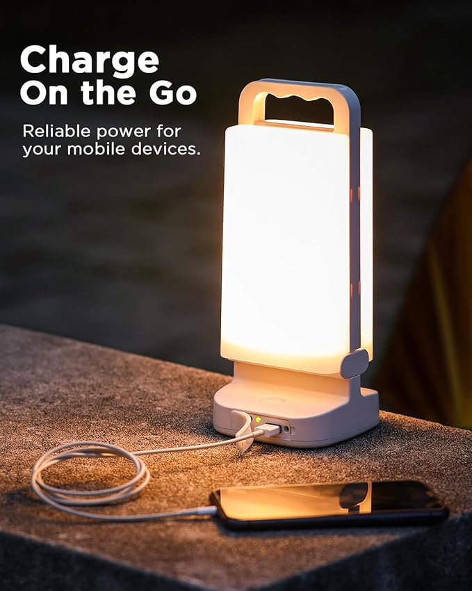 Camping Lantern, solar Lanterns, 6000mAh Rechargeable Light 2-in-1 Dimmable Outdoor Waterproof Gear with USB Charging – lanterns for power outages Hurricane, Hiking, Fish, Emergency, and Home