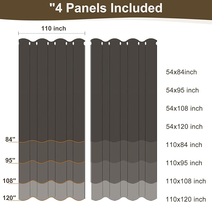 HolidayIdeas 4 Panels Linen Outdoor Curtains for Patio Waterproof Cream Outside Curtains 110"x95"-Indoor/Outdoor Gazebo Wide Curtains Weatherproof, Privacy for Pergola, Porch, Cabana, Livingroom