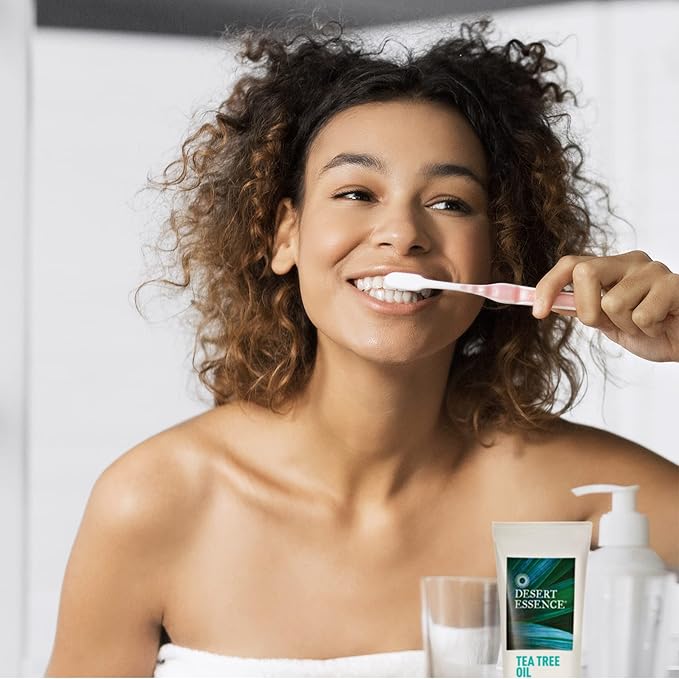 Desert Essence Tea Tree Oil & Neem Toothpaste - Fluoride-Free, Gluten-Free, SLS Free Formula - Vegan, Herbal Toothpaste for Plaque Reduction - Wintergreen Flavor, 6.25 oz