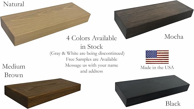 joelsantiques 24 Inch Wooden Floating Shelves for Wall - 24x8x2 in - Made of Natural Wood - Short Heavy Duty Rustic Wall Shelves for Bedroom - Perfect for Living Room, Kitchen - Beige
