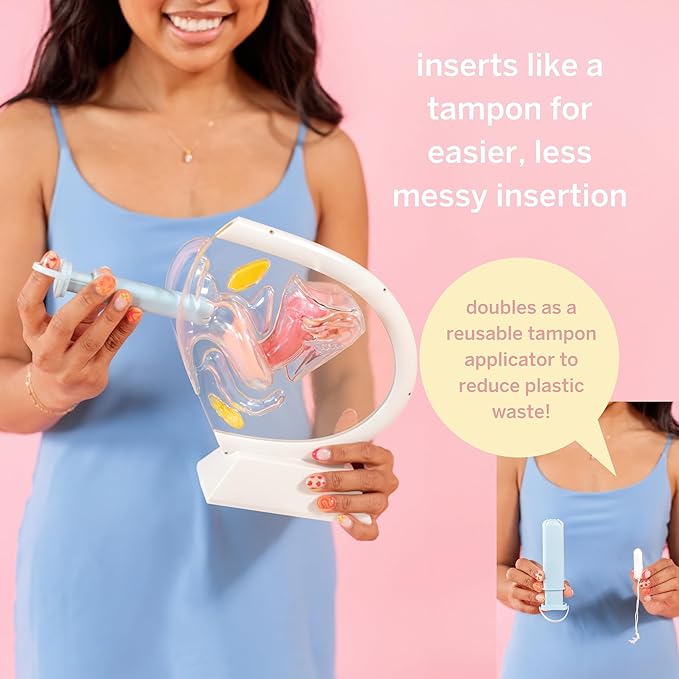 2 Menstrual Discs and Applicator Bundle - No Metals or Toxins - 100% Medical-Grade Silicone-Most Soft Reusable Period Disc - Inserts and Removes Like a Tampon - Capacity of 5 and 7 Tampons